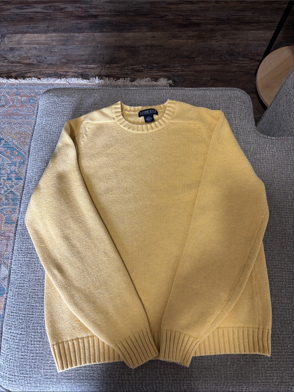 🌻Classic Lands' End Women’s GoldenYellow 100% Cotton Crewneck Sweater size large